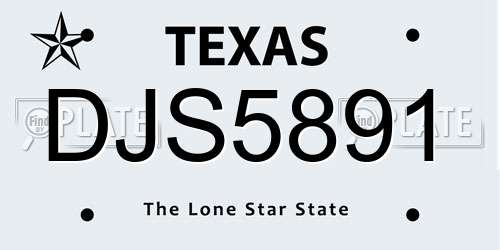 DJS5891 Texas License Plate