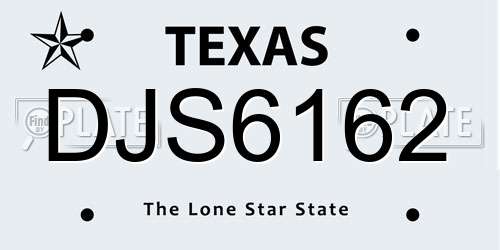 DJS6162 Texas License Plate