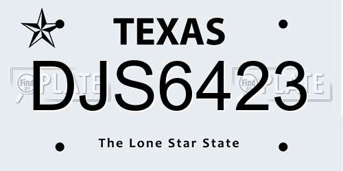 DJS6423 Texas License Plate