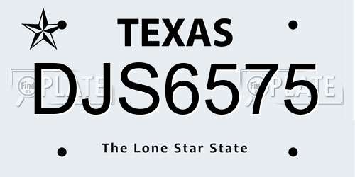 DJS6575 Texas License Plate