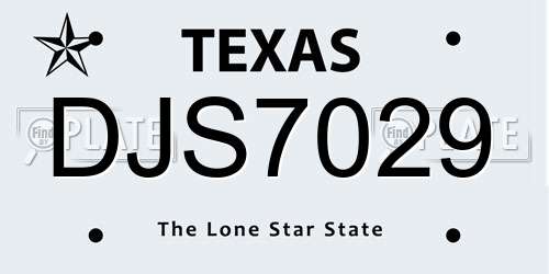 DJS7029 Texas License Plate