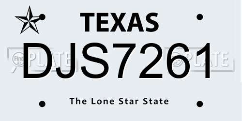 DJS7261 Texas License Plate