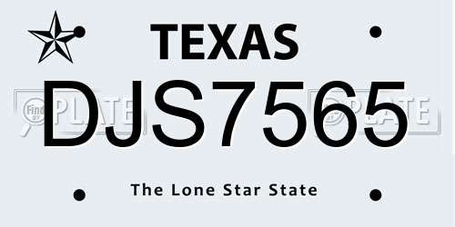 DJS7565 Texas License Plate