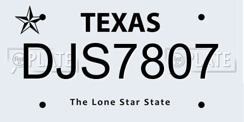 DJS7807 Texas License Plate
