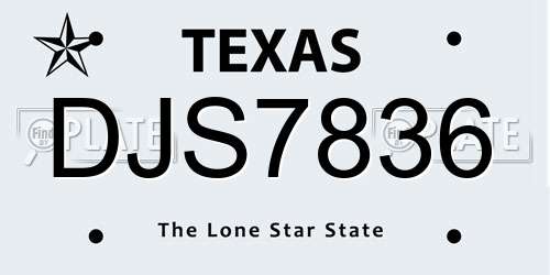 DJS7836 Texas License Plate