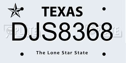 DJS8368 Texas License Plate