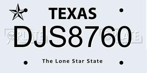 DJS8760 Texas License Plate