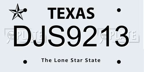 DJS9213 Texas License Plate