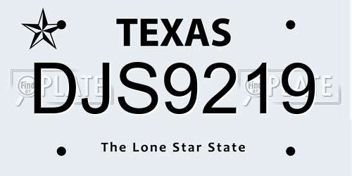 DJS9219 Texas License Plate