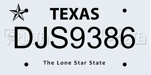 DJS9386 Texas License Plate