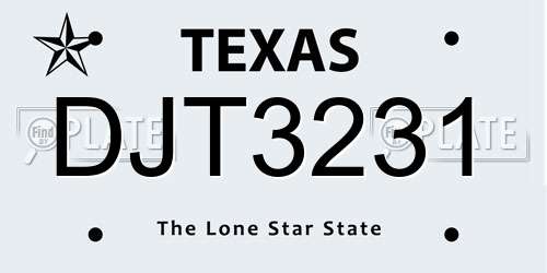 DJT3231 Texas License Plate