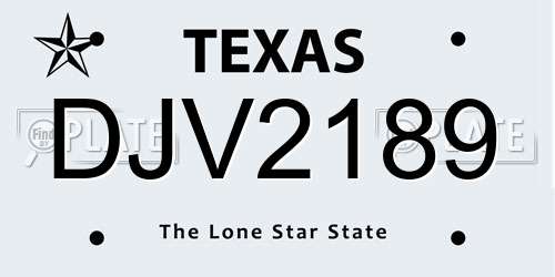 DJV2189 Texas License Plate