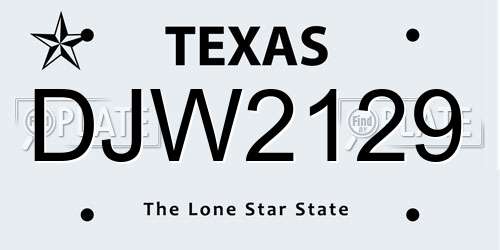 DJW2129 Texas License Plate