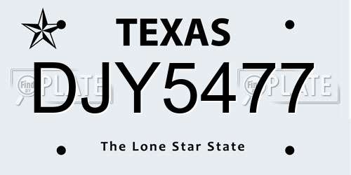 DJY5477 Texas License Plate