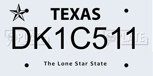 DK1C511 Texas License Plate