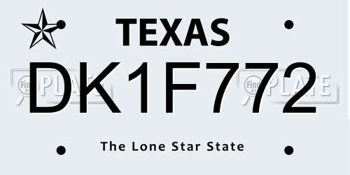 DK1F772 Texas License Plate