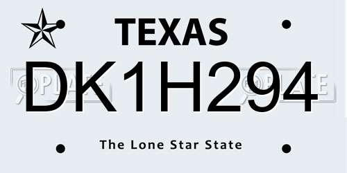 DK1H294 Texas License Plate