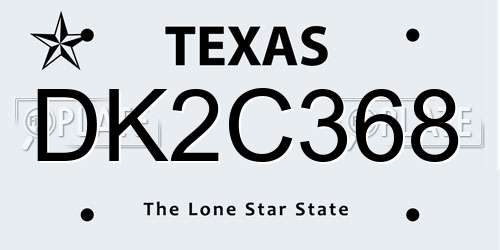 DK2C368 Texas License Plate