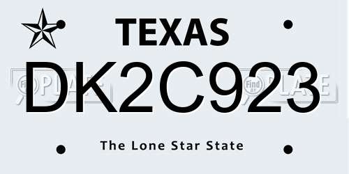DK2C923 Texas License Plate