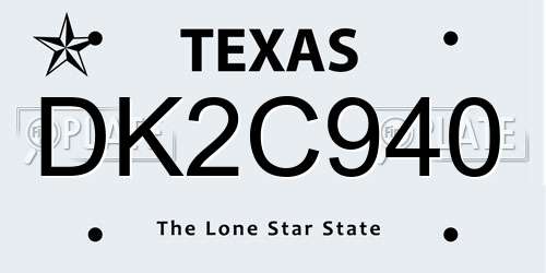 DK2C940 Texas License Plate