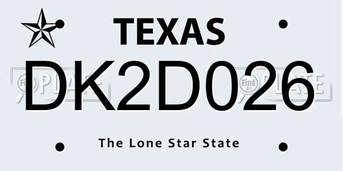 DK2D026 Texas License Plate