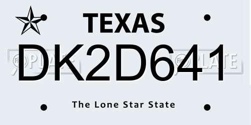 DK2D641 Texas License Plate