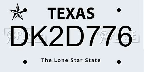 DK2D776 Texas License Plate