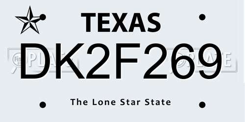 DK2F269 Texas License Plate