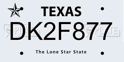 DK2F877 Texas License Plate