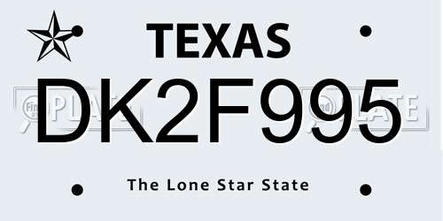 DK2F995 Texas License Plate