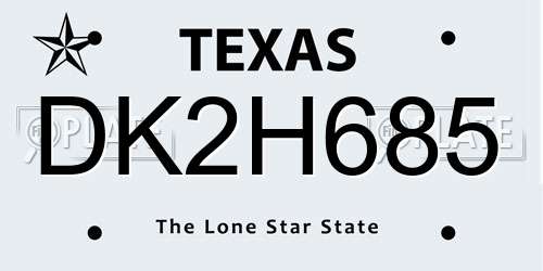DK2H685 Texas License Plate
