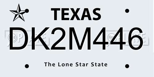 DK2M446 Texas License Plate