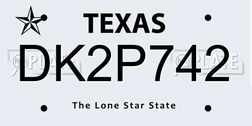 DK2P742 Texas License Plate