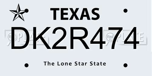 DK2R474 Texas License Plate