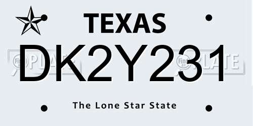 DK2Y231 Texas License Plate