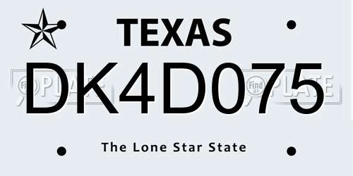 DK4D075 Texas License Plate