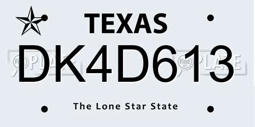 DK4D613 Texas License Plate