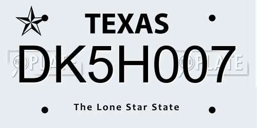 DK5H007 Texas License Plate