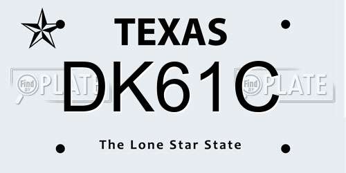 DK61C Texas License Plate
