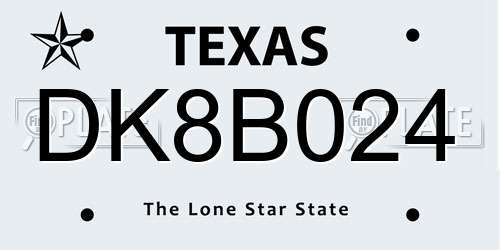 DK8B024 Texas License Plate