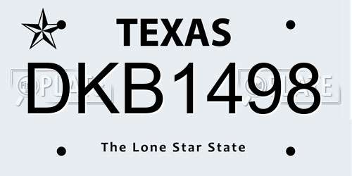 DKB1498 Texas License Plate