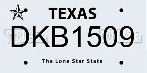 DKB1509 Texas License Plate