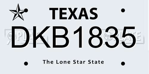 DKB1835 Texas License Plate