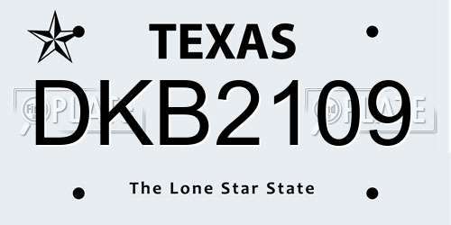 DKB2109 Texas License Plate