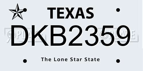 DKB2359 Texas License Plate