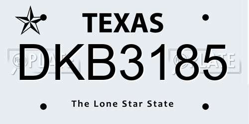 DKB3185 Texas License Plate
