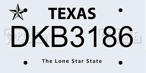 DKB3186 Texas License Plate