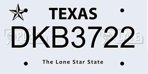 DKB3722 Texas License Plate