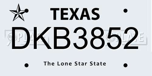 DKB3852 Texas License Plate