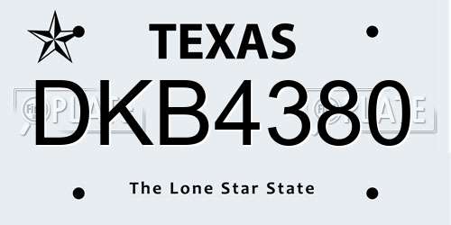 DKB4380 Texas License Plate